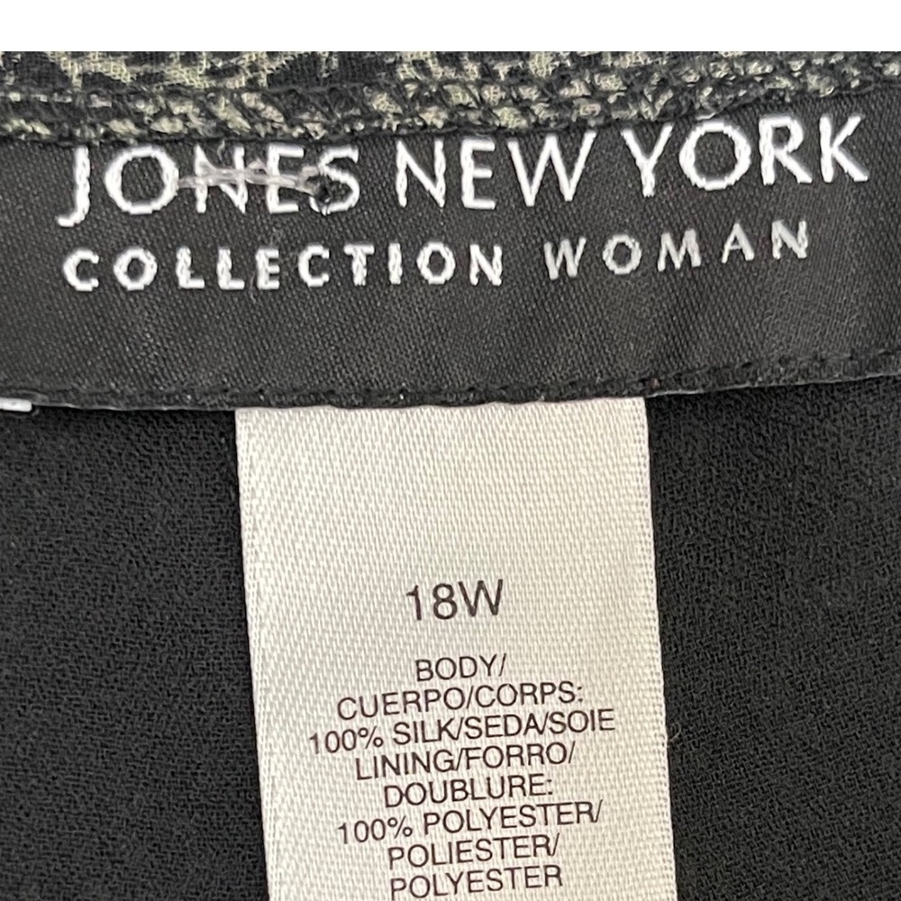 Jones New York Woman Green Black Silk Midi Skirt 18W Abstract Lined 100% Silk - Picture 14 of 16